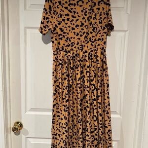 ASOS Animal Print Midi Dress in Tan and Black